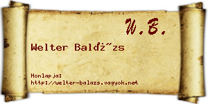 Welter Balázs névjegykártya